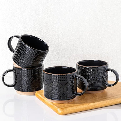 GBhome 12OZ Stackable Coffee Mugs, Ceramic Coffee Mugs by GBhome