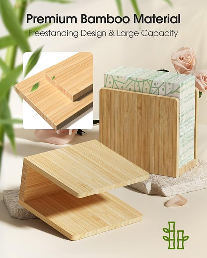 MaxGear Bamboo Napkin Holder for Tables, Wooden Tabletop Tissue Holder | Fits - Image 2