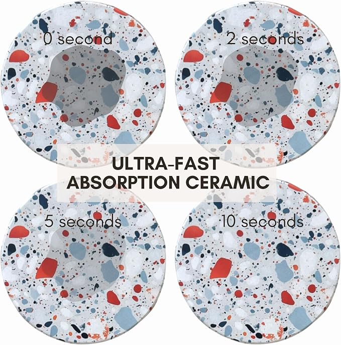 Terrazzo Coasters Set of 6, Colorful Boho Absorbent Ceramic Coasters | Speckled - Image 2