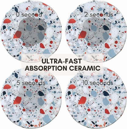 Terrazzo Coasters Set of 6, Colorful Boho Absorbent Ceramic Coasters | Speckled - Image 2