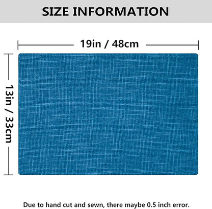 Kevin Textile Table Mats Set of 4 Heat Resistant Washable Placemats for Parties Buffet Dinner, 13 x 19 inches, Navy Blue