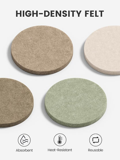 Fluxynara Felt Coasters with Holder, Linen Dusk | Round Felt Coasters, - Image 3