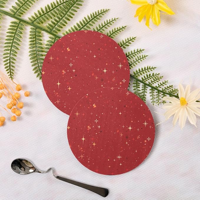 Red Glitter Texture Absorbent Coaster - Image 3