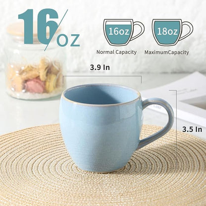 Coffee Mugs Set of 4, Stoneware 16 Oz Coffee Mugs - Image 3
