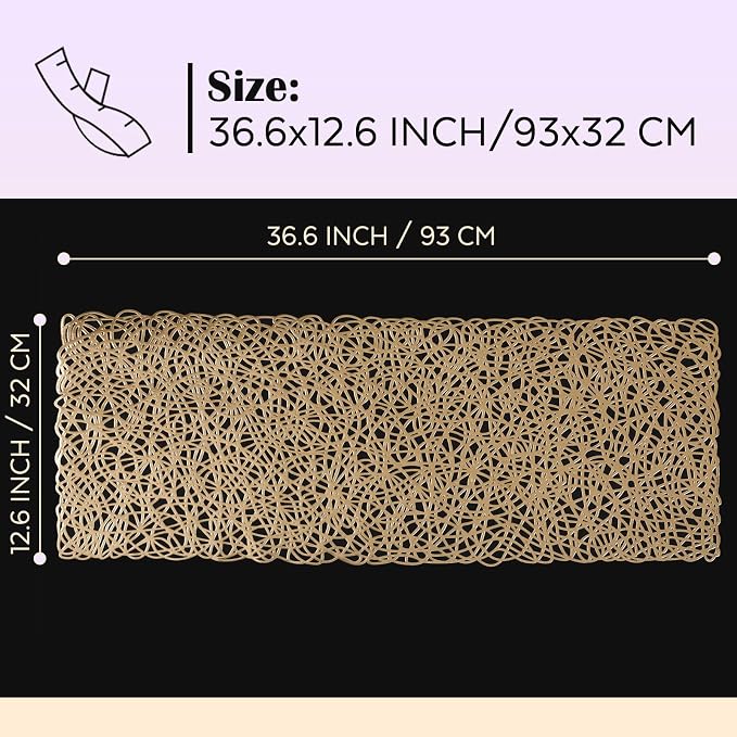 FAVE Gold Table Runners 36 Inches Short Table Runner Washable Table Mats | Heat - Image 3