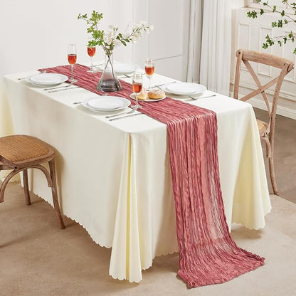 AGIRL 12 Pack Rose Cheesecloth Table Runner 10FT Boho Gauze Home Decor | Rustic - Image 7