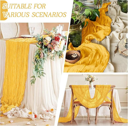 6 Pack Gold Cheesecloth Table Runner 17x108 Inch Semi Sheer Boho Gauze Cheese - Image 4