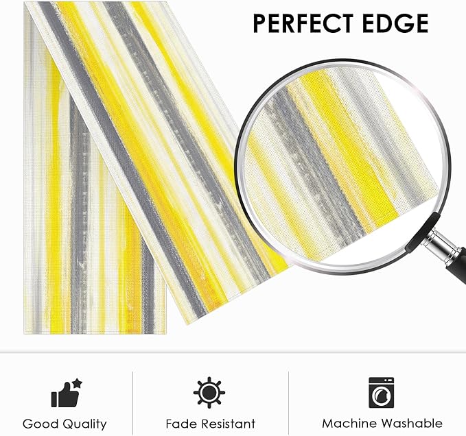 Emvency Table Runner, 13x72 Inch, Abstract Striped Modern | Yellow Grey Dining - Image 4