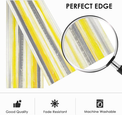 Emvency Table Runner, 13x72 Inch, Abstract Striped Modern | Yellow Grey Dining - Image 4