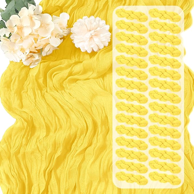 30 Pack Lemon Yellow Cheesecloth Table Runner 17 x 108 inch Cheese Cloth Table by Yorcari
