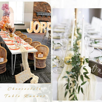 Beige Cheesecloth Table Runner 10FT Runner - Image 5