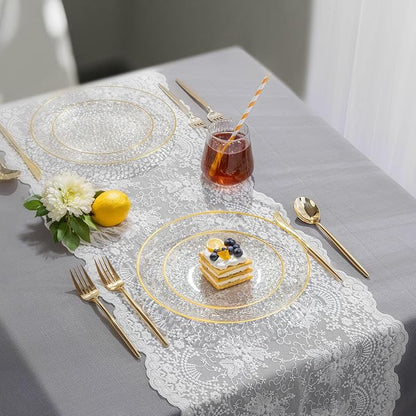 Rubtlamp 100Pcs Clear Gold Plastic Plates, Hammered Plastic Plates Included 50 - Image 5