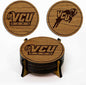 LazerEdge Virginia Commonwealth Wooden Coaster Set - Cherry Wood - Officially Licensed Product - 4-Pack