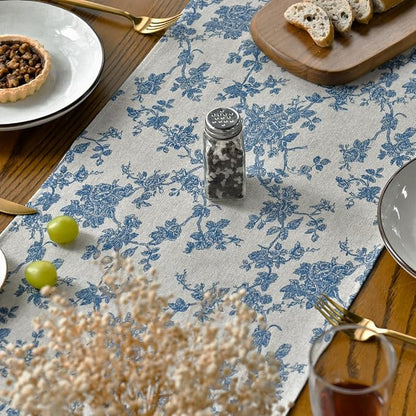 Artoid Mode Dark Grey 13x60 Inch Chinoiserie Table Runner | Monochrome sketch - Image 2