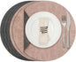 Myir JUN Round Placemats, Dual Sided Faux Leather Place Mats Set of 6 Indoor/Outdoor Non-Slip Washable Table Mats (Gray Pink, Set of 6)