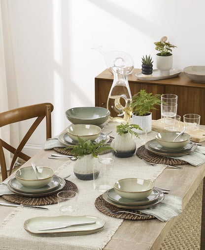 Oneida Organic Shades Sage Green Stoneware 2-Piece Serving Platter Set | - Image 5