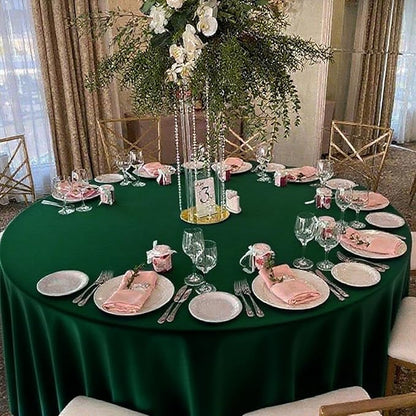 8 Pack Round Tablecloth 90 Inch Hunter Green Table Cloth for Round Tables, Washable Polyester Dark Green Table Cloth Stain and Wrinkle Resistant Decorative Table Cover for Wedding Party Dining Banquet
