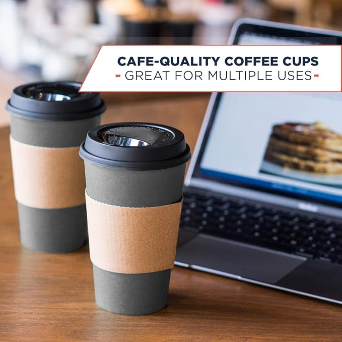Disposable Coffee Cups With Lids - 16 oz To Go Coffee Cups With Sleeves and - Image 6