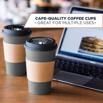 Disposable Coffee Cups With Lids - 16 oz To Go Coffee Cups With Sleeves and - Image 6