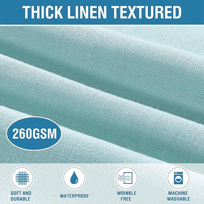 H.VERSAILTEX Linen Textured Table Cloths 60 x 104 Inch Premium Solid Tablecloth Spill-Proof Waterproof Table Cover for Dining Buffet Feature Extra Soft and Thick Fabric Wrinkle Free, Aqua