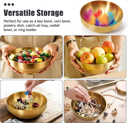 7.4" Gold Decorative Bowl Key Bowl Stainless Steel Fruit Bowl Modern Stylish - Image 5