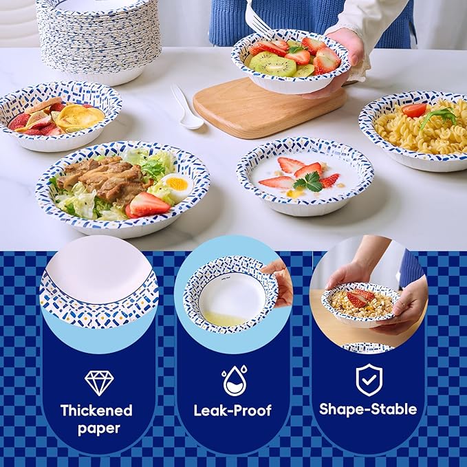 200 Count 16 oz Paper Bowls, Soak-Proof Small Disposable Bowls - Image 2