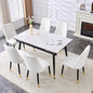Extendable Dining Table Set for 6, 55'' to 78.8'' Rectangular Thickened Sintered Stone Kitchen Table with 6 Upholstered Chairs, Modern Space Saving 7-Piece Dinner Table Set