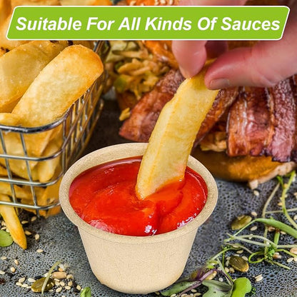 4 oz Small Paper Bowls, 100 Pack Compostable Bagasse Fiber | Biodegradable - Image 3