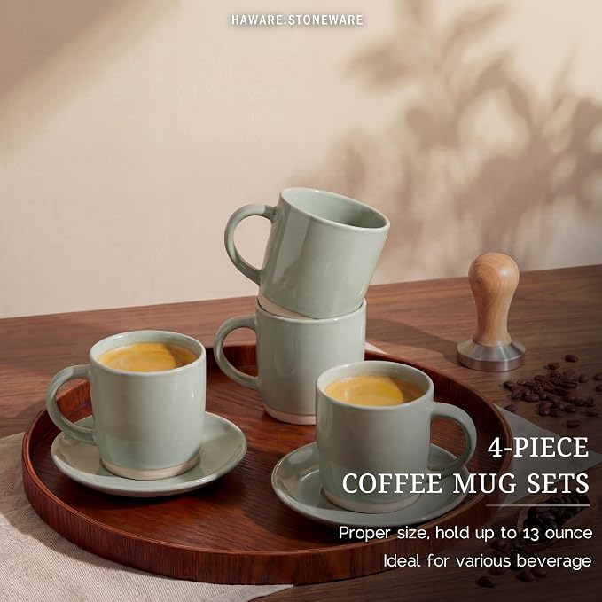 HaWare 13OZ Coffee Mugs with Handles, Stoneware Coffee Cups - Image 3