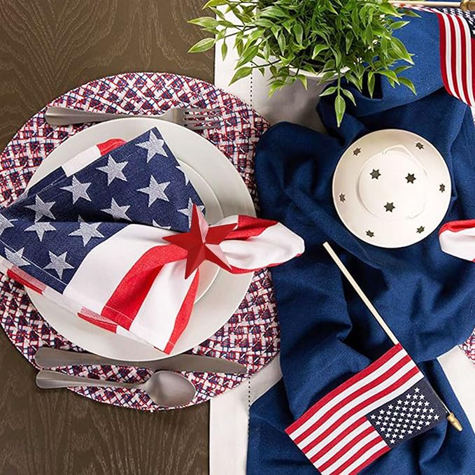Patriotic Napkin Rings Set of 6, Star Napkin Ring Holders - Image 3