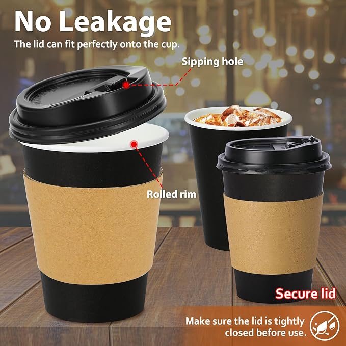 Clawsoff 100 Pack 12 oz Disposable Coffee Cups - Image 2