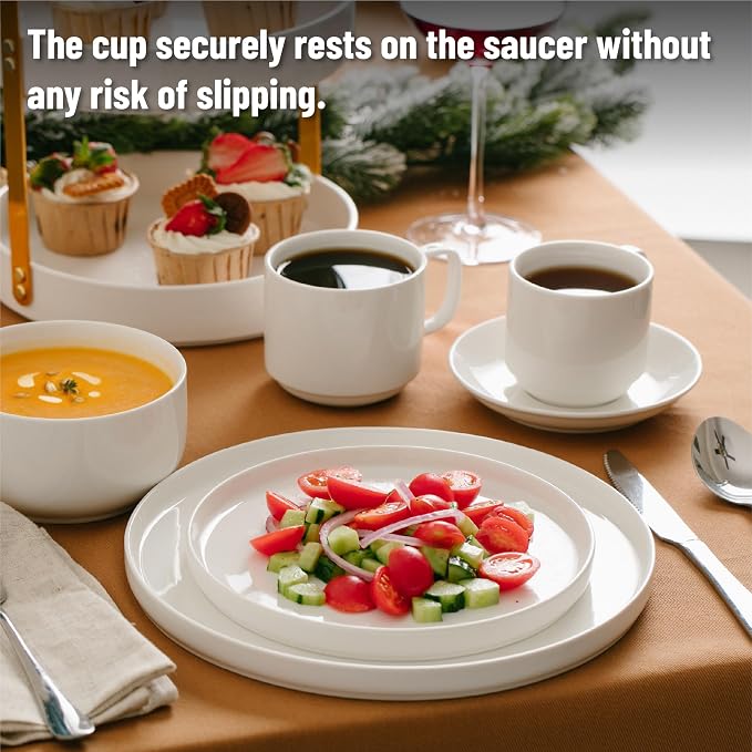 BTaT- Stackable Tea Cups and Saucers, Cappuccino Cups, British Coffee Cups - Image 7