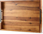 20 Inch Acacia Wood Ottoman Tray for Living Room - Coffee Table Trays, Serving Tray with Handles for Ottoman Table, Decorative Trays for Home Decor, Charcuterie Boards (Acacia Color)
