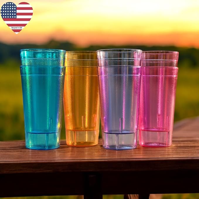 Oojami Set of 24 Plastic Tumblers, 20-Ounce Reusable Cups, BPA-Free & - Image 4