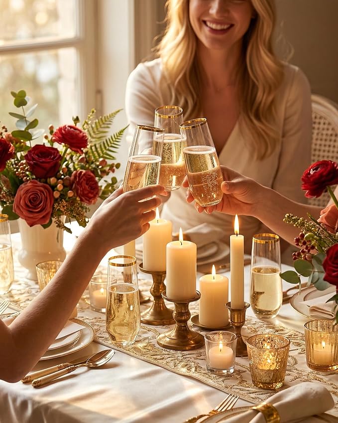 Ciaell 24 Pack Gold Plastic Champagne Flutes - Image 4