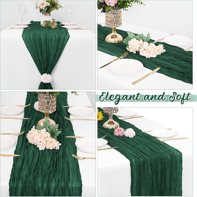16 Pack Emerald Green Cheesecloth Table Runners 20x120 Inch Gauze Table Runner - Image 4
