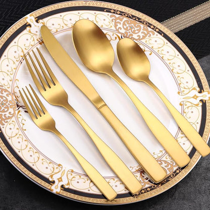 Gold Matte Silverware Set Service - Image 5