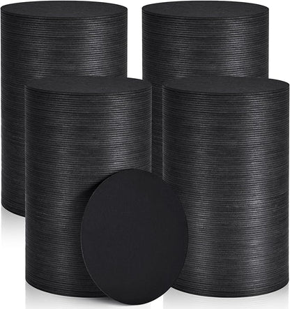 400 Pieces Disposable Paper Coasters, GOH DODD Thickened (1.5MM) 4 Inch Bar Coasters Bulk Absorbent Cardboard Blanks for Drinks DIY Arts Crafts Wedding Party Gifts Education, Black, Square Round