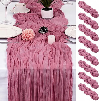 8 Pack Dusty Rose Cheesecloth Table Runner 17x108 inch Boho Gauze Cheese Cloth by Unknown