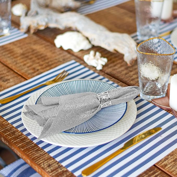 12 PCS Silver Napkin Rings Set Napkin Holders Metal Napkin Ring - Image 5