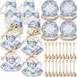 125 Pcs Blue Floral Tea Party Favors Set Blue and White Paper Teacups by Ferrochef
