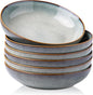 AmorArc 8.5'' Large Pasta Bowls, 36oz Ceramic Pasta Serving Bowls Set of 6 for Kitchen, Wide Bowls for Pasta,Salad,Oatmeal, Microwave Safe, Ocean Blue