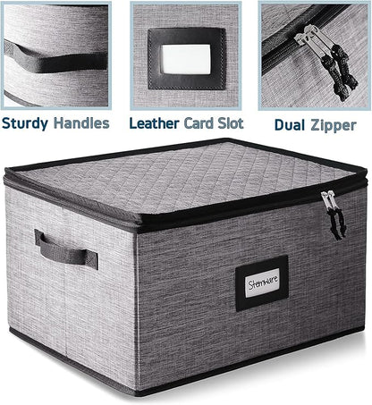 Wine Glass Storage Box with Dividers, 2 Pack Stackable Stemware Storage Cases - Image 7