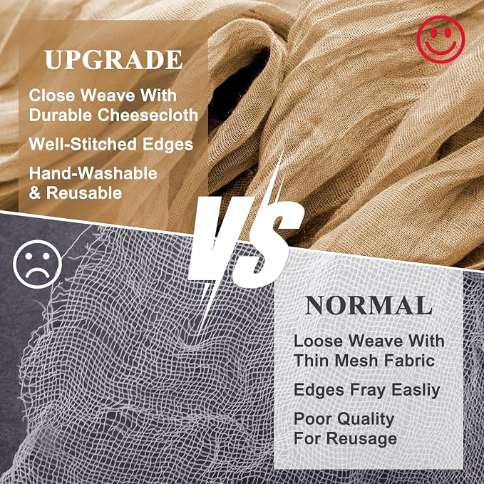 Cheesecloth Table Runner Khaki 10FT Boho Gauze Runner, 2 Pack | 120 Inch Cheese - Image 4