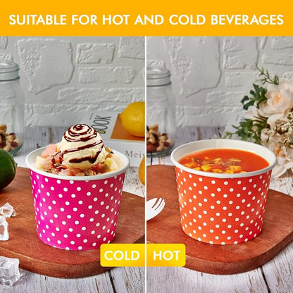 120 Pack 12 oz Ice Cream Cups, Disposable Paper Dessert Cups | three color - Image 4