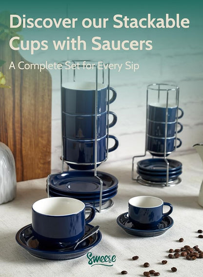 Sweese 8 Ounce Porcelain Stackable Cappuccino Cups - Image 8