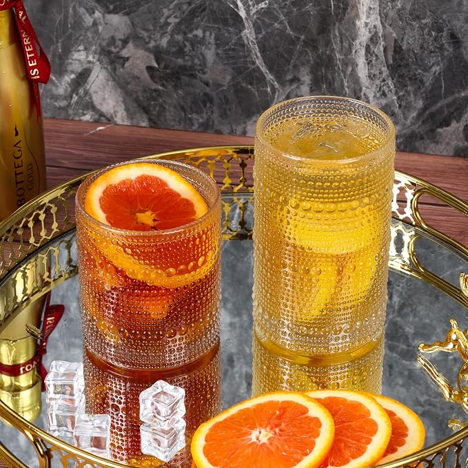 Moretoes Hobnail Drinking Glasses Set of 6, Vintage Water Glass Cups | 12 Oz - Image 6