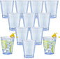 12 PCS Plastic Ribbed Drinking Glasses 10oz Blue Vintage Ripple Stemless Wine by SHIQIKEJIPTY
