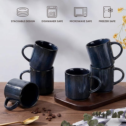 E-far 12 oz Coffee Mugs Set of 6, Stoneware Coffee Cups - Image 8