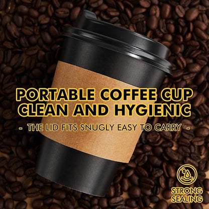 RACETOP 12 oz 50 Pack Black Disposable Coffee Cups - Image 3